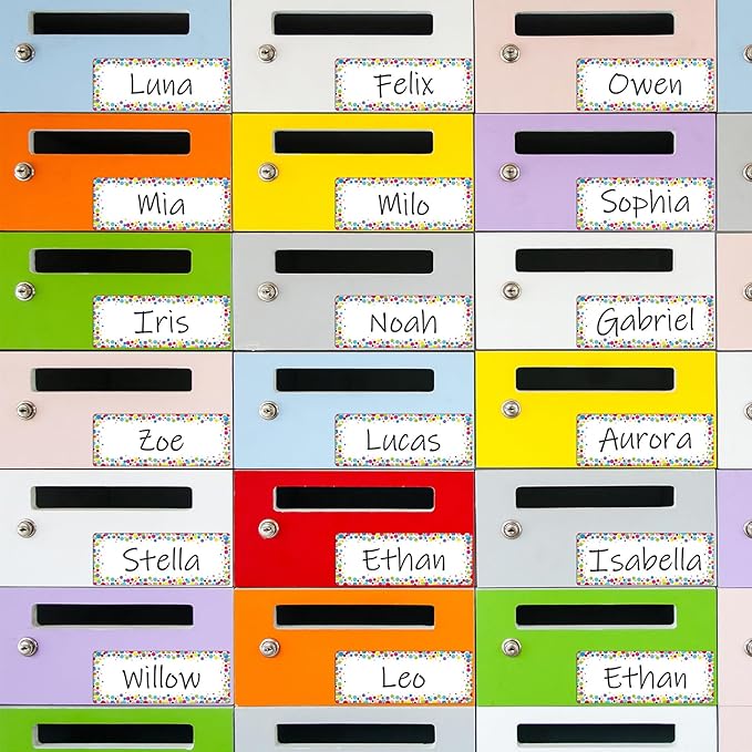 Eaasty 48 Pcs Dry Erase Magnetic Label Back to School Magnetic Name Labels Colored Black White Composition Dots Reusable Name Tag for Whiteboard Office Home(Not Include Pen)(Colored Debris)