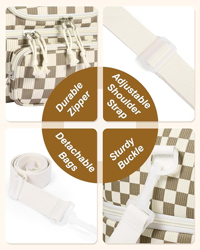 HowFly Lunch Bag for Women Insulated Lunch Boxes Corduroy Resuable Lunch Box for Girls Teens Kigs Boys Portable Thermal Cooler Bags for School Work, Khaki Checkered
