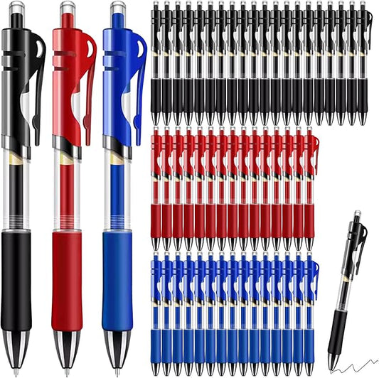 50 Pcs Black Ink Pens 0.5mm Fine Point Gel Pens with Super Soft Grip Ball Point Pen Retractable School Office Supplies（20 Black, 15 Red, 15 Blue）