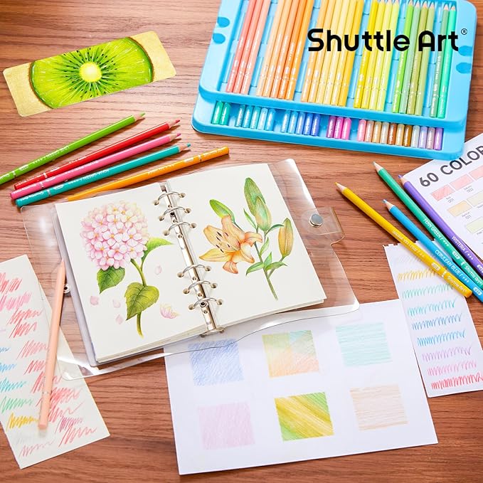 Shuttle Art 60 Pastel Colored Pencils, Colored Pencils for Adult Coloring, Soft Core Pencil in Gift Tin Box, Drawing Pencil for Kids Adults Beginners Artists Drawing Coloring Sketching