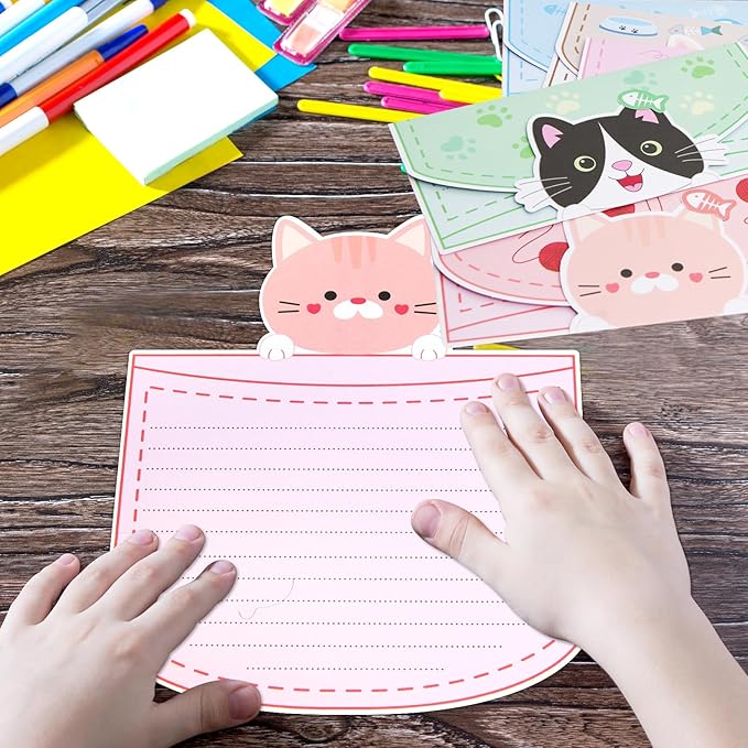 Ceiba Tree 24 Pcs Letter Writing Stationery Paper Set Greeting Cards with Envelopes for Kids Classroom Birthday Party