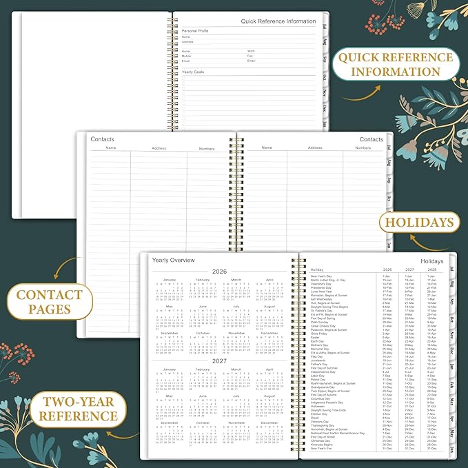 Planner 2026-2027 - Academic Planner 2026-2027, Planner Weekly and Monthly, Jul 2026 - Dec 2027, 8.5" x 11" Planners Calendar with Tabs & Pocket, Flexible Cover, Twin-Wire Binding