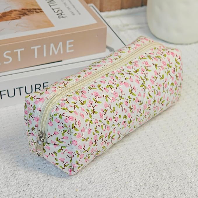 Carry bloom Pencil Pouch Cute Pencil Case for Girls Aesthetic Pencil Bag with Zipper Pen Cases School Supplies Makeup Bag