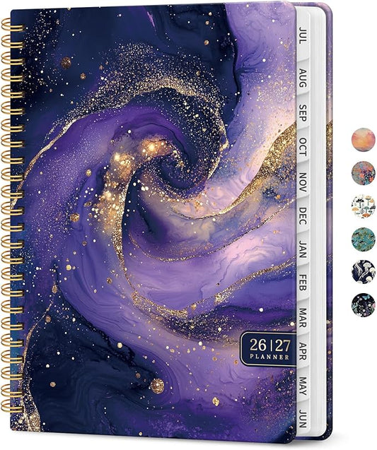 Planner 2026-2027, Academic Year Weekly and Monthly Calender Planner, from Jul 2026 - Jun 2027, Spiral Bound School Planning Book, Perfect for Teacher, Student, Women & Men, A4 (8.5" x 11"), Cosmic Amethyst