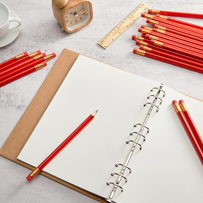 Fainne 48 Pack Jumbo Round Pencils, Wooden Fat Pencil with Black Core Bulk for Carpenters Workers Woodworkers Framers Beginners Students Teachers DIY Project(Red)
