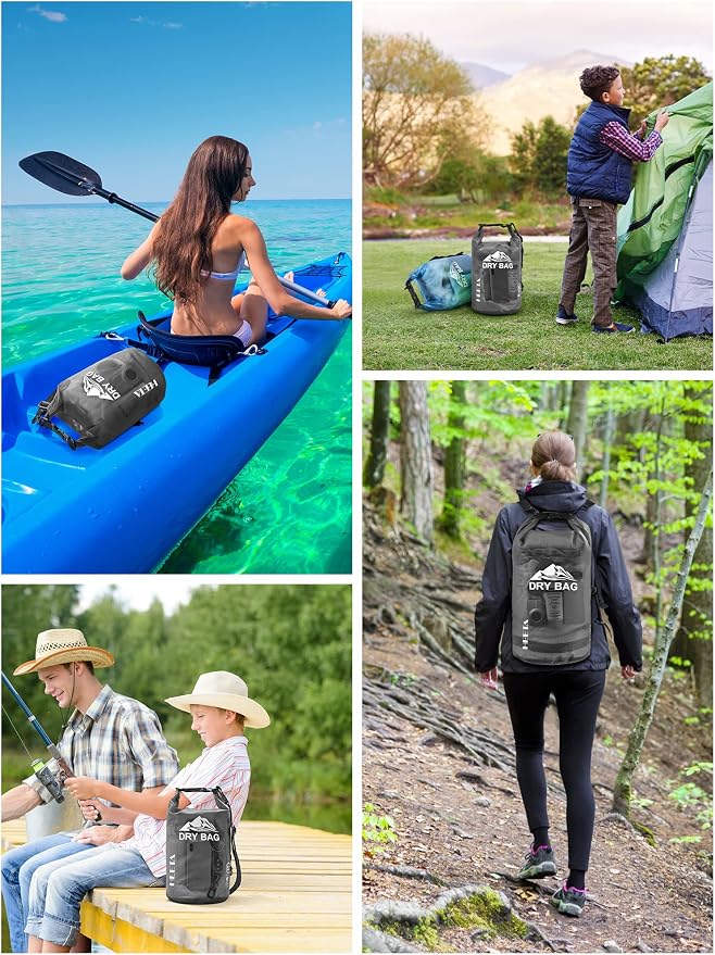 HEETA Dry Bag Waterproof Backpack with Phone Case 5L/10L/20L/30L/40L | Roll Top Lightweight Dry Storage Bag for Women Men, Travel Boating Kayaking Paddle Board Camping Beach Essentials Accessories