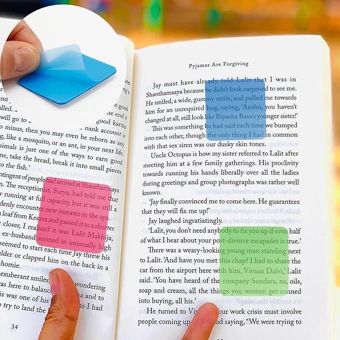 320 Sheets Clear Transparent Sticky Notes, Colorful Waterproof Notepad, Translucent Adhesive Memo Pads for Annotating Books, School & Office Supplies
