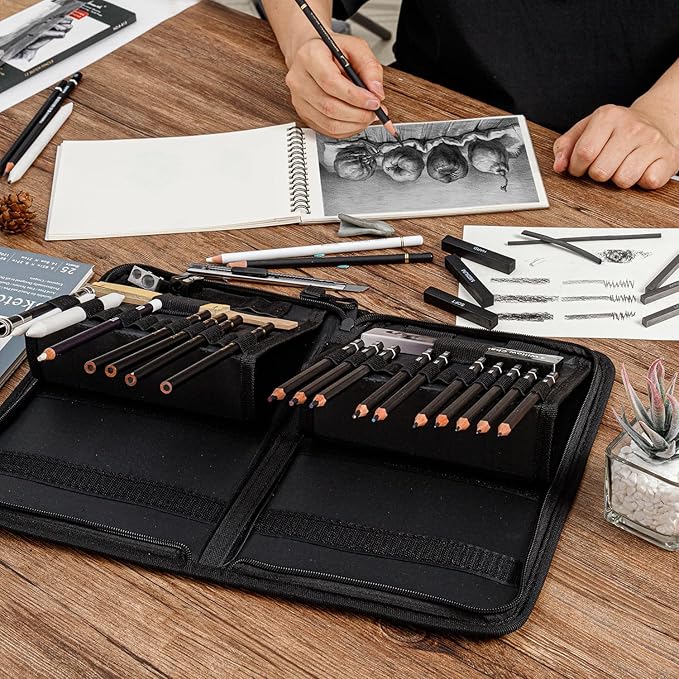 Brusarth 42 Pack Drawing Set Sketching Kit, Pro Art Sketch Supplies with Sketchbook, Include Graphite Pencil, Charcoal Pencil, Sharpener, Eraser Art Supplies for Artists Adults Teens Beginner