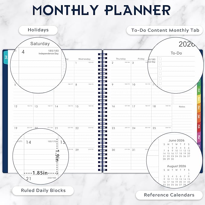 Planner 2026-2027, Academic Planner 2026-2027 - 2026-2027 Weekly and Monthly Planner, A4(9" x 11"), July 2026 - June 2027, Storage Pocket, Daily Agenda Book, College Organizer Notebook, Teacher Student Planning Book with Tabs, Blue