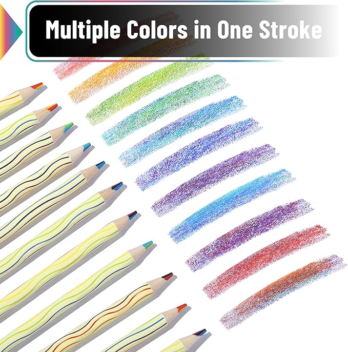 Mr. Pen- Rainbow Pencils Bulk, 48 Pack, 7-in-1 Multi-Color Rainbow Colored Pencils with 4 Sharpeners, Vibrant Drawing and Coloring Pencils for Kids, Party Favors, School, Art, Gift Supplies
