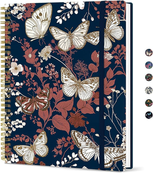 Taja Large Spiral Lined Journal for Women, 8.5" x 11" Notebooks for Work Collge Ruled, A4 Aesthetic Cute Journaling Notebooks for Writing, Plastic Cover, Golden Flutter