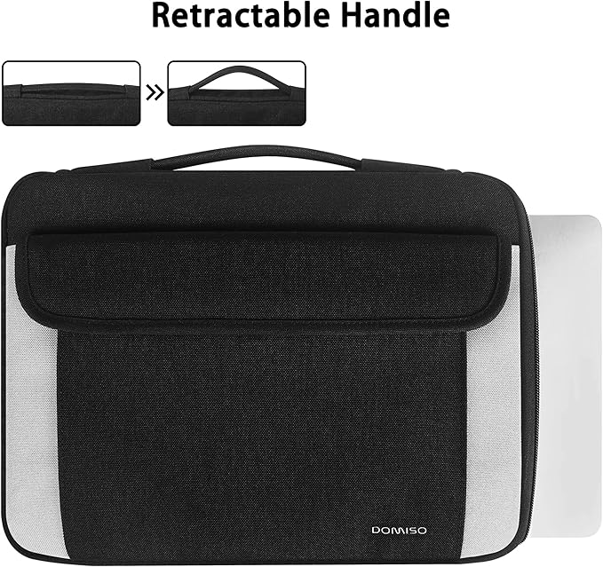 DOMISO 13 Inch Laptop Sleeve Case,Water Resistant Laptop Carry Protective Case with Handle for MacBook Air M4/A3240 2025, M3/A3113, M2/A2681 M1/A2337,13-inch MacBook Pro M2 M1,Black