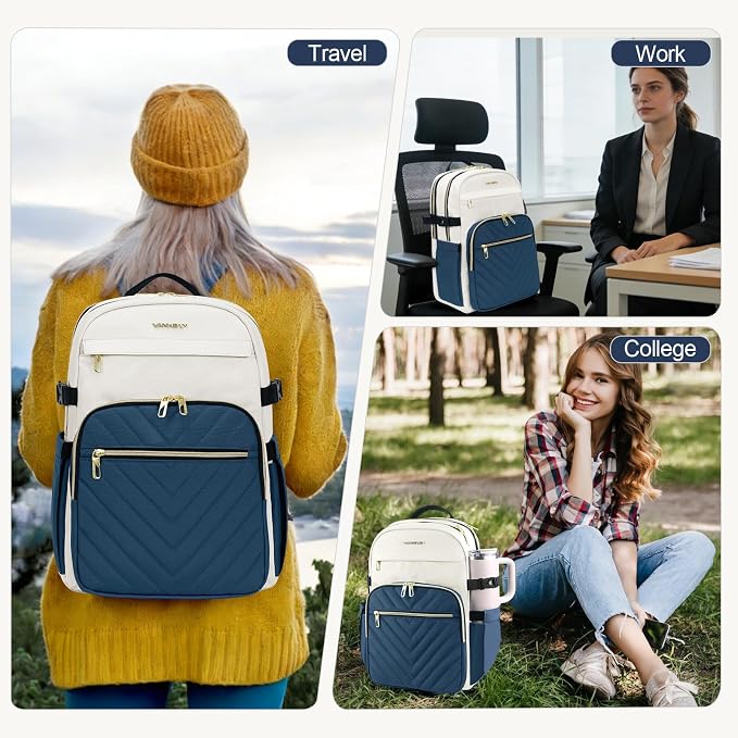 VANKEAN 15.6 Inch Laptop Backpack for Women Large Capacity | Waterproof Backpacks Stylish Travel Bags Casual Daypacks for College, Business