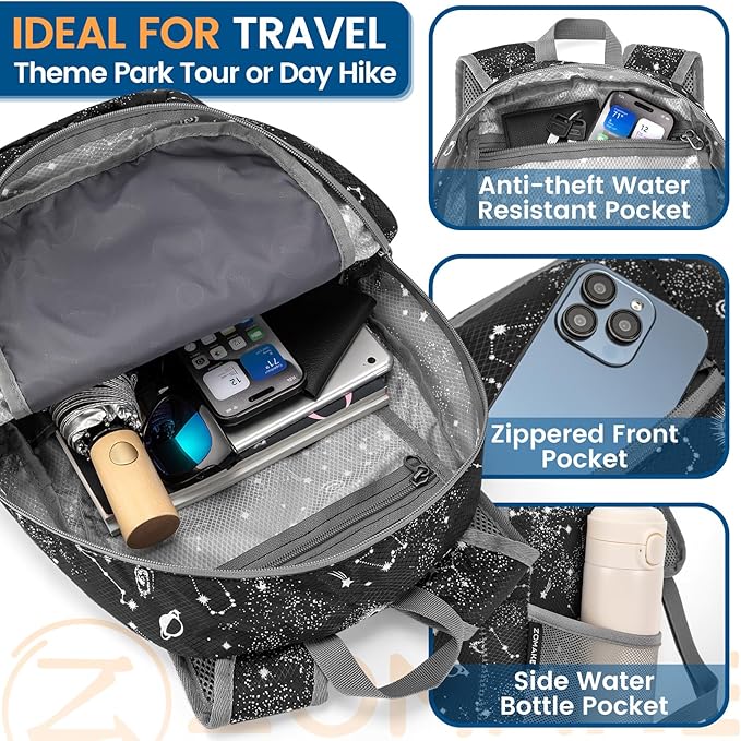 ZOMAKE Ultra Lightweight Packable Backpack 25L - Foldable Hiking Backpacks Water Resistant Small Folding Daypack for Travel(Starry sky print)
