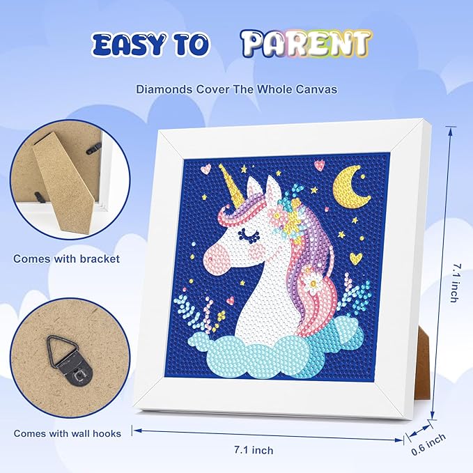 Diamond Art Kits with Wooden Frame - Arts and Crafts - Dimond Art Painting by Numbers - GEM Art for Beginners Adult Home Wall Decor