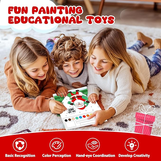 AGGKKY Paint with Water Christmas Coloring Books for Kids Toddlers Mess Free Water Color Paint Sets Arts and Crafts for Kids 3+ Christmas Activities Birthday Stocking Stuffers Toy Gift