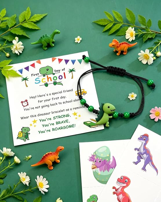 PEALICIOUS Dinosaur Bracelets for Boys, Back to School Birthday Son Gifts | First Day of Kindergarten Bracelet, Adjustable Dino Gifts Match Dinosaur Costume, Birthday Gifts for Boys Son Grandson