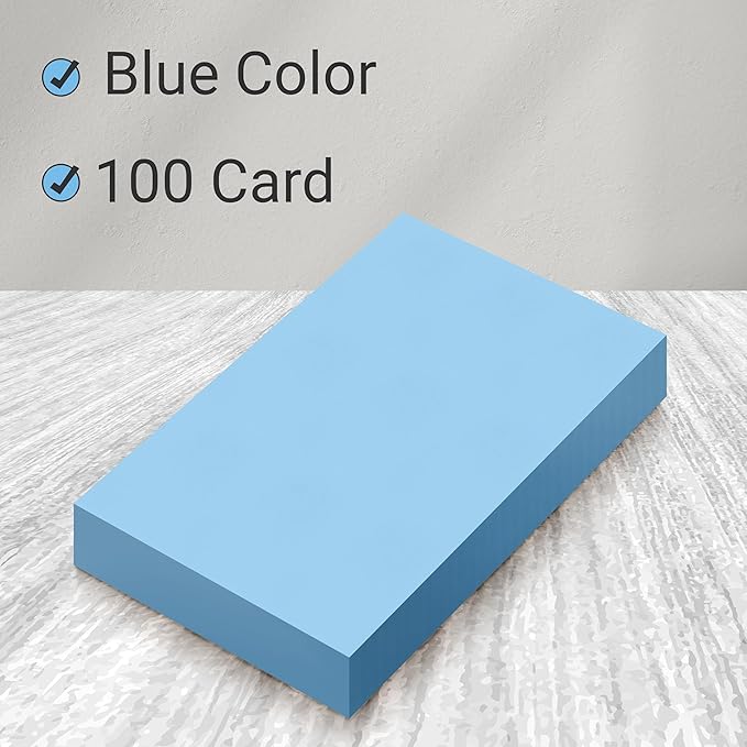 THREE LEAF 3 X 5, INDEX CARDS UNRULED 100 CT. BLUE, Blank Flash Cards, Study Card, Memo Pad, For To-Do List, Art And Craft Projects