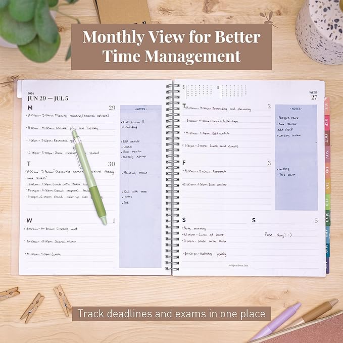 Rileys Academic Planner 2026-2027, Daily, Weekly & Monthly Planner, July 2026 - June 2027, Student Notes Pages, Twin-Wire Binding, Weekly Agenda for School & Work (8.5 x 11-Inches, Classic, Blue)