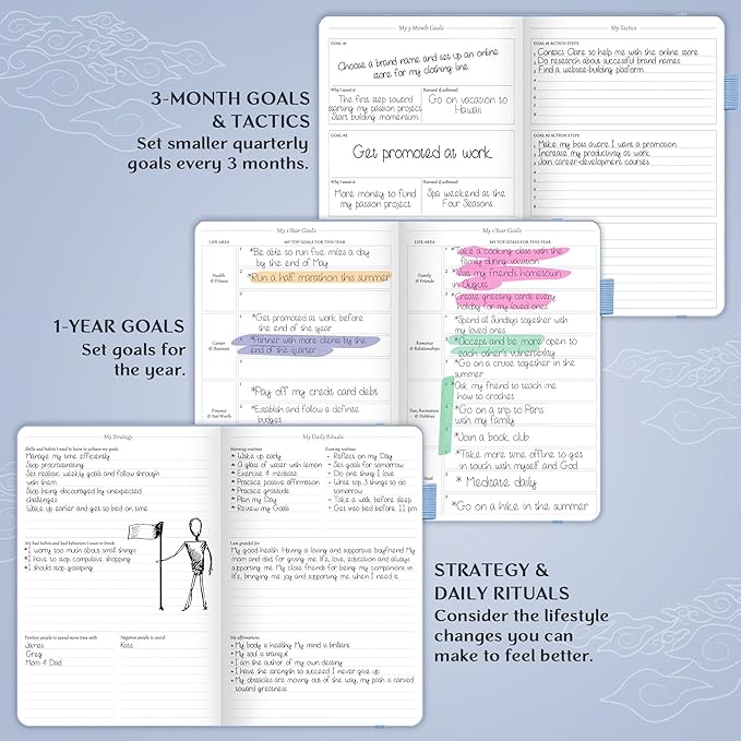 Legend Planner – Undated Weekly & Monthly Life Planner to Hit Your Goals & Live Happier, Organizer Notebook & Productivity Journal, A5 (Periwinkle, Gold)