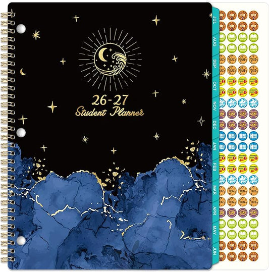 Student Planner 2026-2027 - School Planner 2026-2027 from Jul 2026 - Jun 2027, 9’’ × 11’’, Academic Weekly Lesson Calendar with 12 Monthly Tabs, Twin-Wire Binding, Stickers, Perfect Organizer