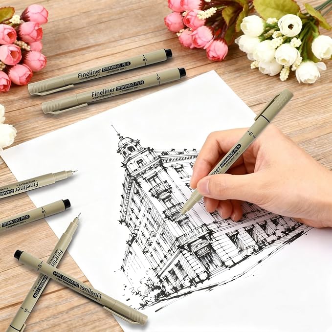 6-Pack Extra Fine Point Writing Pens - 0.25mm Ultra Thin Pen - No Bleed Micro Line Tip Fineliner - Smooth Waterproof Gel Felt Ink Markers Stuff - Bible Journaling Study & Office Supplies