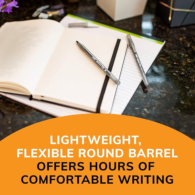 BIC Round Stic Xtra Life Ballpoint Pens, Medium Point (1.0mm), Black, 60-Count Pack, Flexible Round Barrel For Writing Comfort (GSM609-BLK) 60 Count (Pack of 2)