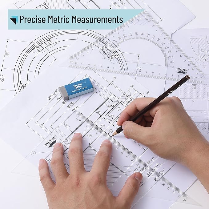 Mr. Pen- Triangle Ruler, 2 Pack, 22&15cm, 30/60 & 45/90, Right Triangle Ruler for Drawing