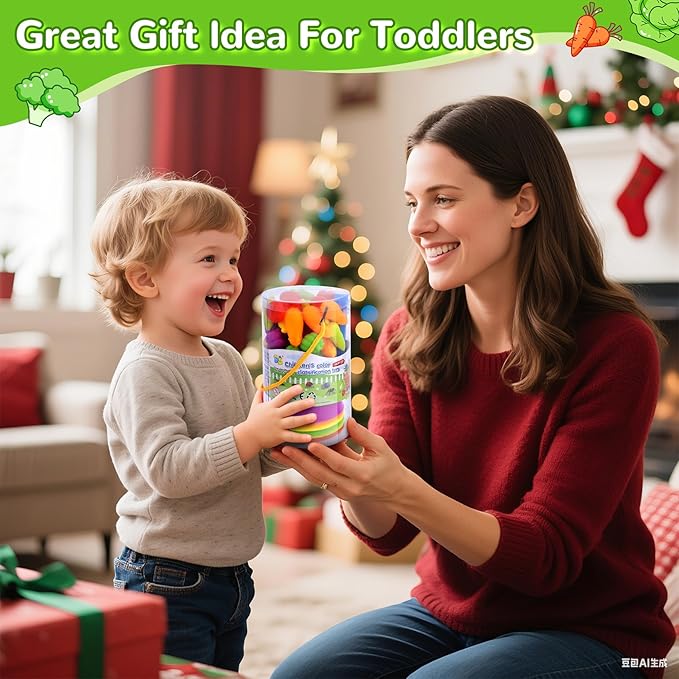 USATDD Counting Vegetables Color Sorting Matching Games with Bowls Preschool Learning Activities Sensory Toys Montessori Toys Easter Basket Stuffers Gifts for Toddlers Kids Boys Girls Aged 3-5
