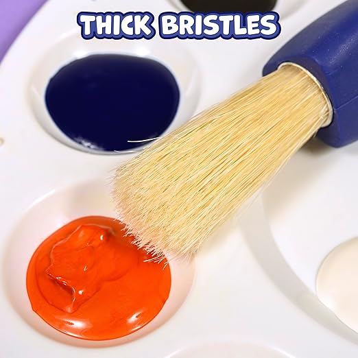 READY 2 LEARN Triangle Grip Toddler Paint Brushes - 6 Bright Colors - Paintbrush Set for Toddler Art - Thick Kids Paint Brushes - Art Supplies for Toddlers 1-3