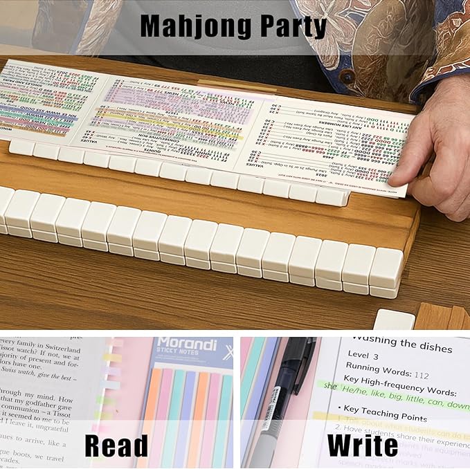 420 Pcs Mahjong Line Finder Reader Notes, Highlighter Tape Stripe, Transparent Sticky Mahjong Cards Rule Reader, Mahjong Accessories for Player, Beginner, No Adhesive Residue & Reusable (Purple)