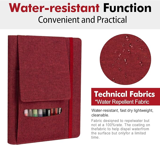 Journal Cover for Rocketbook Flip | 6"x9" Steno Pad Holder & Top Spiral Notebook Cover | Waterproof Folio with Pen Loop & File Pocket for A5, Executive Size Notebooks (Red)