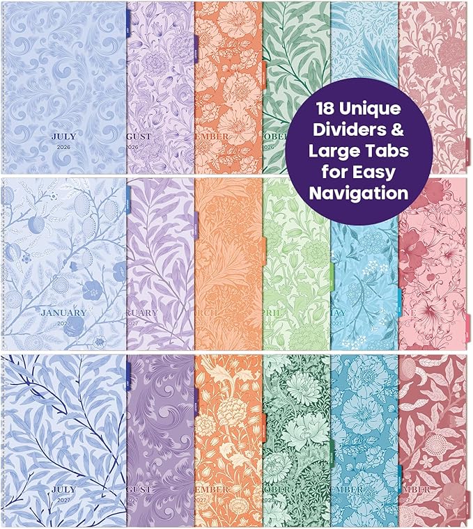 Planner 2026-2027, 8.5" x 11" Academic Planner Jul 2026 - Dec 2027, 18 Month Planner Weekly and Monthly, Hardcover Calendar Planner with Large Laminated Tabs, No Bleed Paper, Pockets for Women Teacher