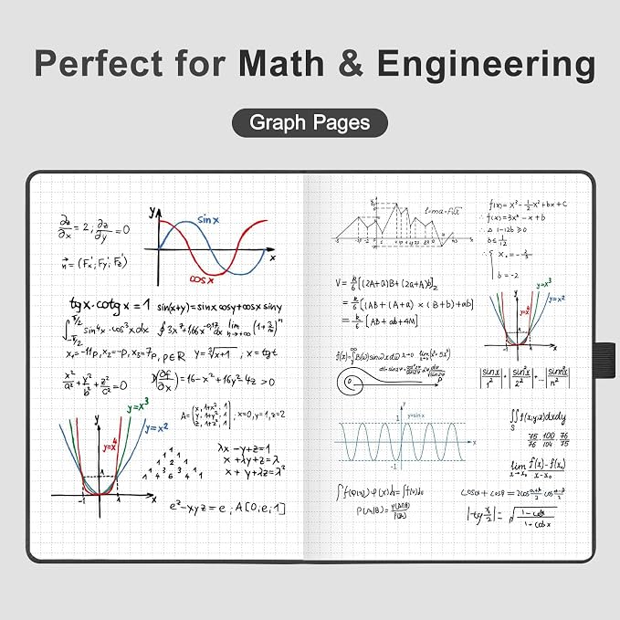 AHGXG Graph Grid Paper Notebook, 160 Pages, A5 Medium Size (5.7'' x 8.3'')