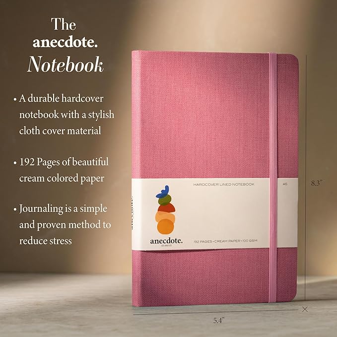 ANECDOTE. Lined Journal Notebook, 192 Pages, A5 size: 8.3" x 5.4", Thick 100 GSM Paper, Ruled, Hardcover. Journal for Women and Men, Perfect Notebook for School, Work and Travel (Blossom)