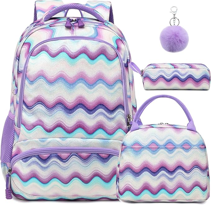 Kimwadalh School Backpack for Girls, Backpack with Lunch Box Pencil Case for Preschool Elementary High School Girls Boys