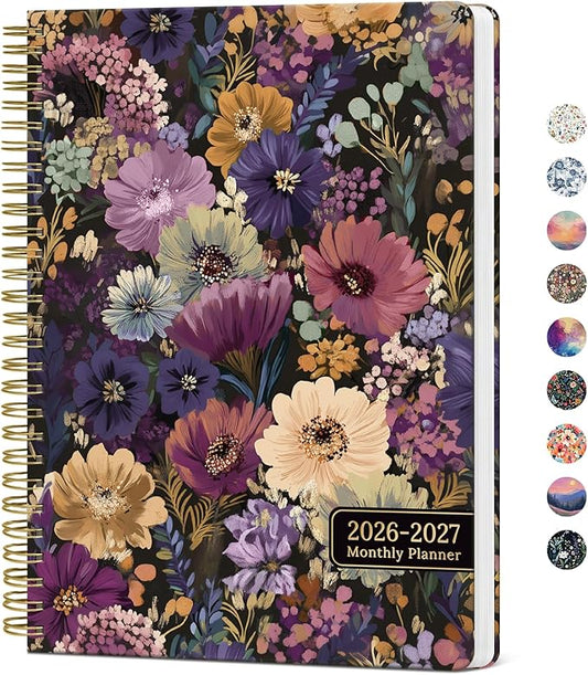 Monthly Planner 2026-2027, Aesthetic 2 Year Months Planner Calendar, 24-Months from January 2026 - December 2027, 26-27 Monthly Calendar Planner, Perfect for School Office Home, 7" x 10" - Midnight Bloom