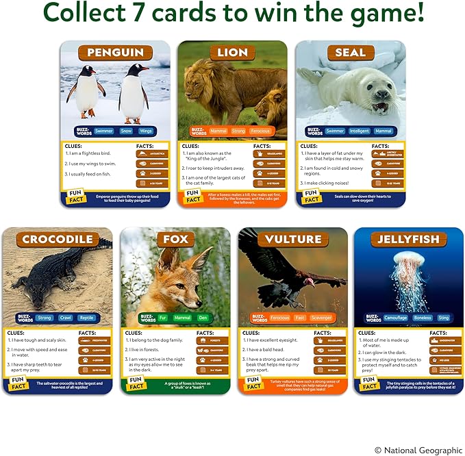 Skillmatics Guess in 10 National Geographic Animals, Educational Card Game for Kids & Families, Animal Trivia & Travel Game, Screen-Free Fun, Gifts for Ages 6, 7, 8, 9 and Up