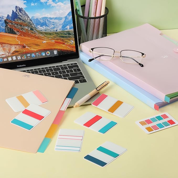 Mr. Pen- Sticky Index Tabs, 500 Pcs, 21 Sets, Colorful, Writable Colored Pages Markers Labels for Reading Notes, Books, Binders, Notebook, Folders and Classify Files, Water-Resistant