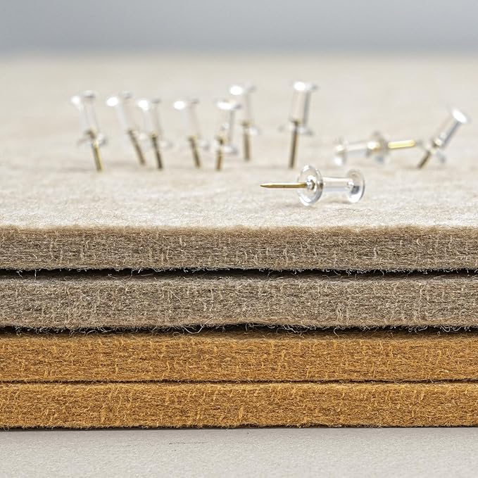 Lightomorrow Bulletin Board, 24 x 18 inches Decorative Felt Pin Board, Cork Board Alternative for Wall, Foldable Photo Board with 20 Pushpins - Beige Brown