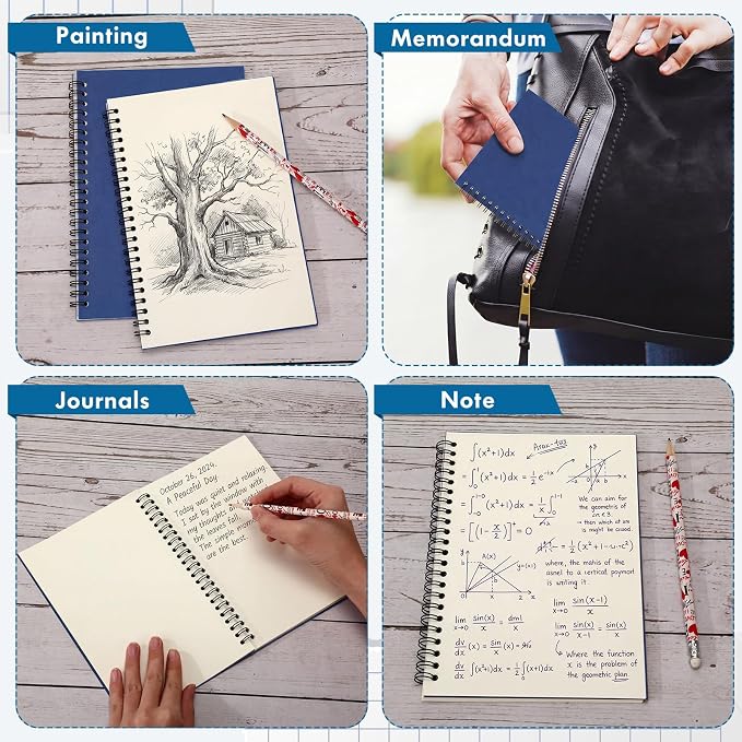 Epakh 6 Pack Spiral Notebook Bulk, Back to School Hardcover Spiral Journal Notebook 5.5 x 8.3 Inch, First Day of School Travel Writing Journal Notepad, 50 Sheets 100 Pages(Unlined,Navy Blue)