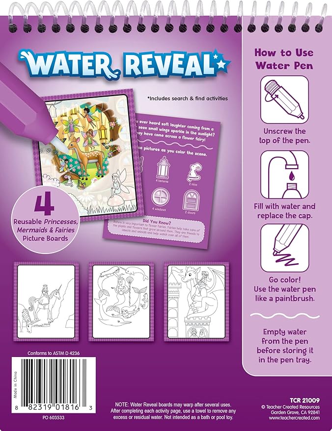 Teacher Created Resources Princesses, Mermaids & Fairies Water Reveal (TCR21009)