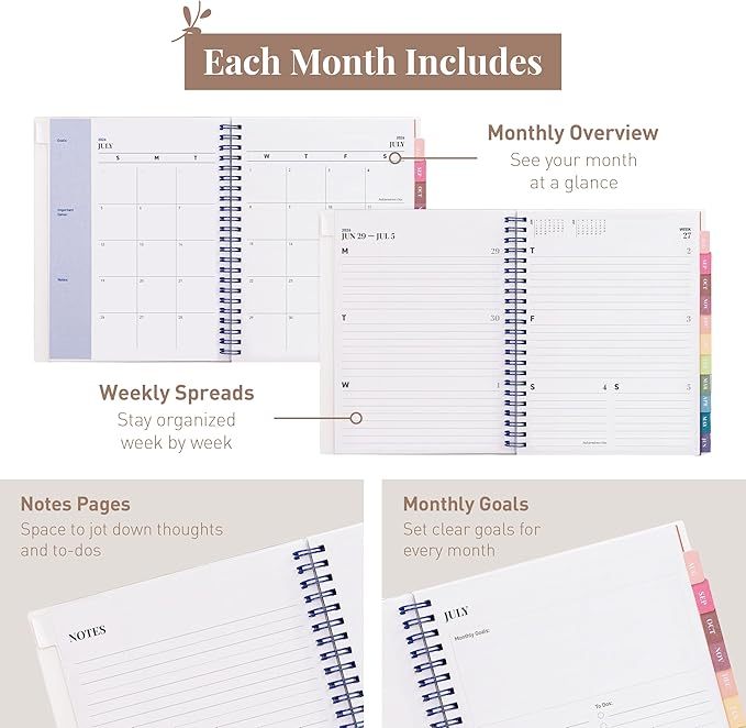 Rileys Academic Planner 2026-2027, Daily, Weekly & Monthly Planner, July 2026 - June 2027, Student Notes Pages, Twin-Wire Binding, Weekly Agenda for School & Work (8 x 6-Inches, Geographic, Blue)