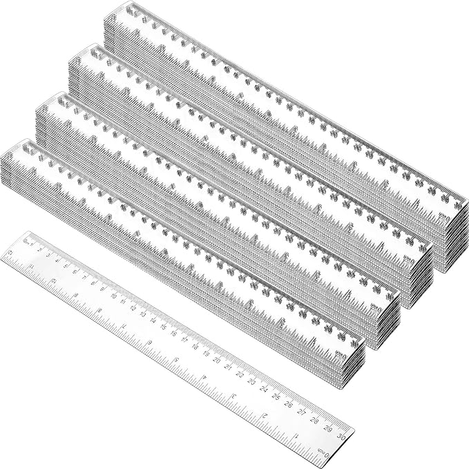 Zonon 60 Pcs 12 Inch Rulers Bulk Clear Plastic Straight Ruler for First Day of School Gift Back to School Supplies Flexible Measuring Tool with Centimeters and Inches for Student Office