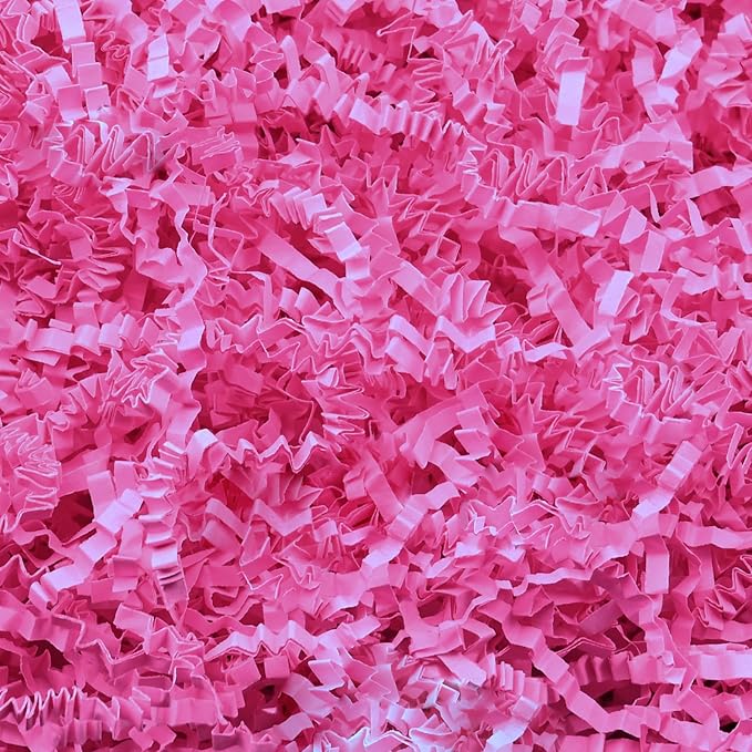 Raissily 10.5oz/300g Crinkle Cut Paper Shred Filler, Packing Grass Cushion for Valentine's Day Wedding Birthday Anniversaries Mother's Day Confetti Box Bag Basket Filling Gift Decoration - Hot Pink