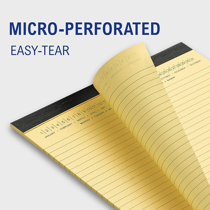 Mymazn Small Legal Pads 5 x 8 Inch, Yellow Writing Pads with Date on Top, 6 Pack, 30 Sheets Each, Micro-Perforated, No-Bleed Paper for Office, School,Notes, Journaling