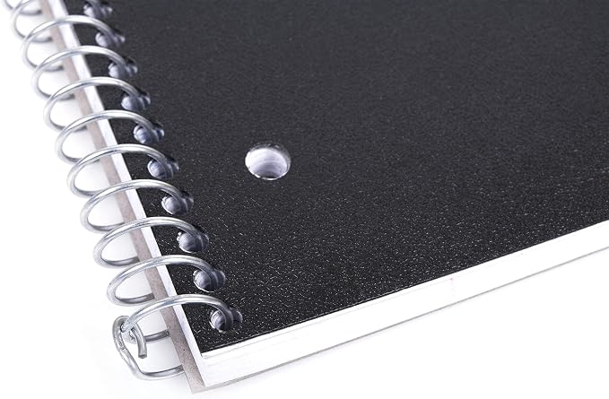Mintra Office Durable Spiral Notebooks, 1 Subject, (Black, College Ruled 12pk), 100 Sheets, Poly Pocket, Moisture Resistant Cover, School, Office, Business, Professional