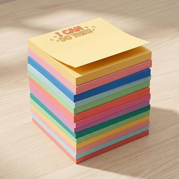 Yinder 24 Pcs Inspirational Sticky Notes Cute Motivational Sticky Notes Pad End of Year Employee Appreciation Gifts Bulk for Teacher Nurse Coworkers Office Supplies 3 x 3'' (Affirmation,Watercolor)