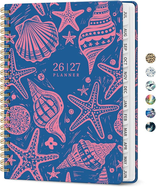 Planner 2026–2027, Weekly & Monthly Academic Organizer for School Year, Jul 2026–Jun 2027, Hardcover Planner with Tabs, Back to School Essential, 6.3" x 8.5", Coastal Whispers