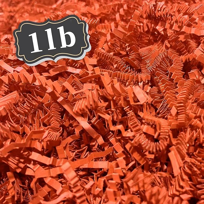 ZEBMOON 1 LB Orange Crinkle Cut Paper Shred Filler Great for Gift Wrapping, Basket Filling, Birthday, Wedding, Halloween, Thanksgiving, Christmas Day, New Year Party Decorations Filling Supplies